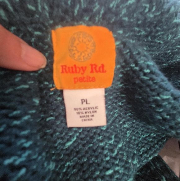 Ruby Rd. Deep Teal Knit Poncho - Picture 2 of 4